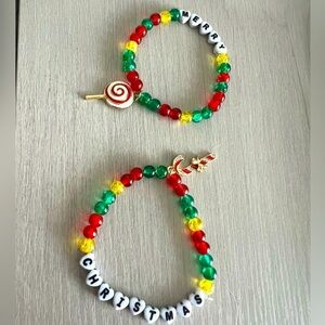Handmade Set of 2 , Merry Christmas matching bracelets